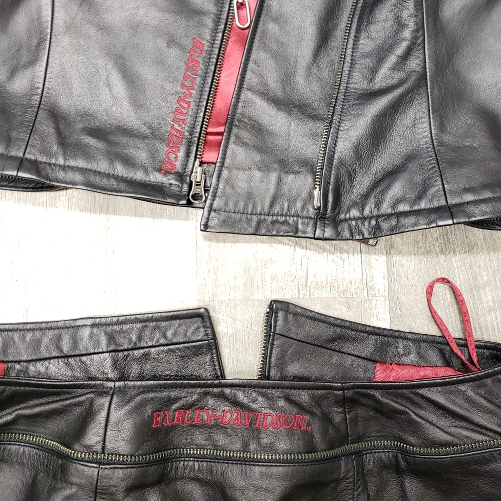 💰SOLD💰1/13/25 💥Harley-Davidson👍🏼3pc Leather Outfit/Coat Sz 8 - Picture 5 of 16